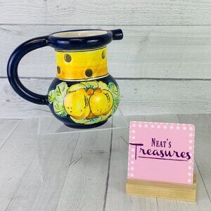 Vintage Dip A Mano Taormina Italy Lemons Yellow Blue Holy Cearmic Puzzle Jug
